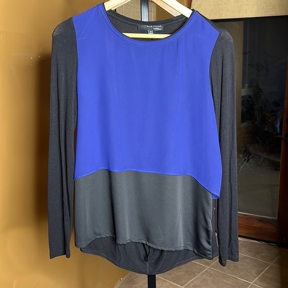 Elie Tahari Tunic Long Sleeve Pullover Layered Blue/Black Size Small - Picture 1 of 7